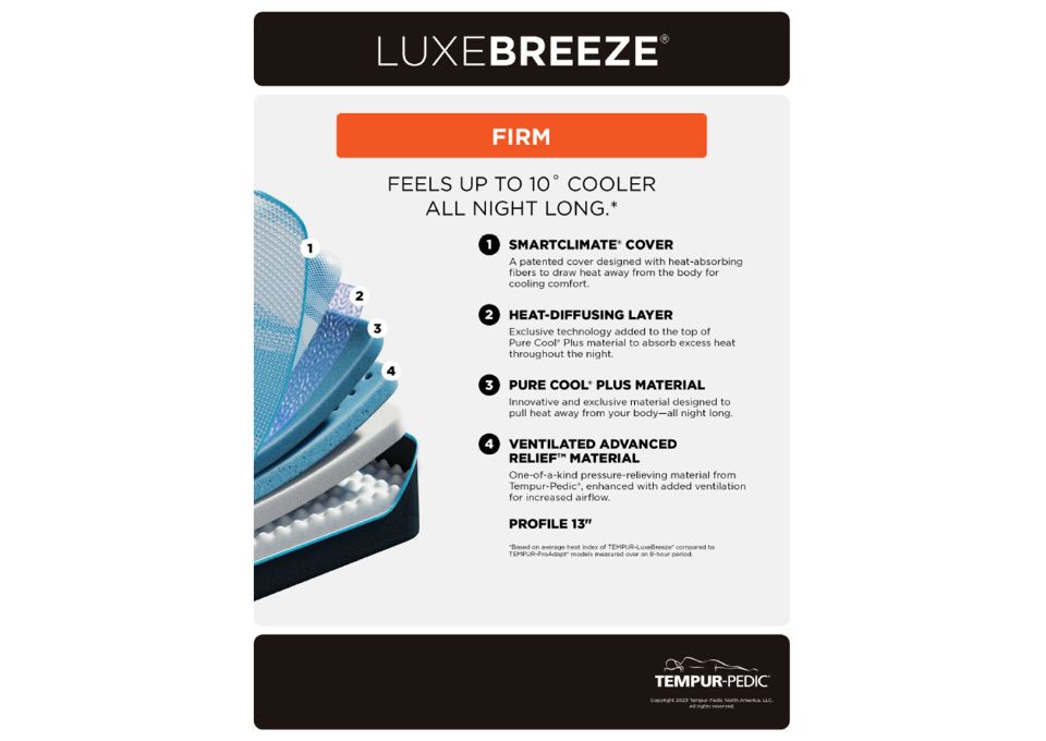 Tempur-Pedic Tempur-LuxeBreeze Firm + FREE $300 Mastercard
