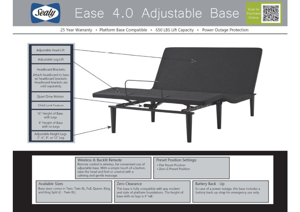 Sealy Ease Adjustable Base