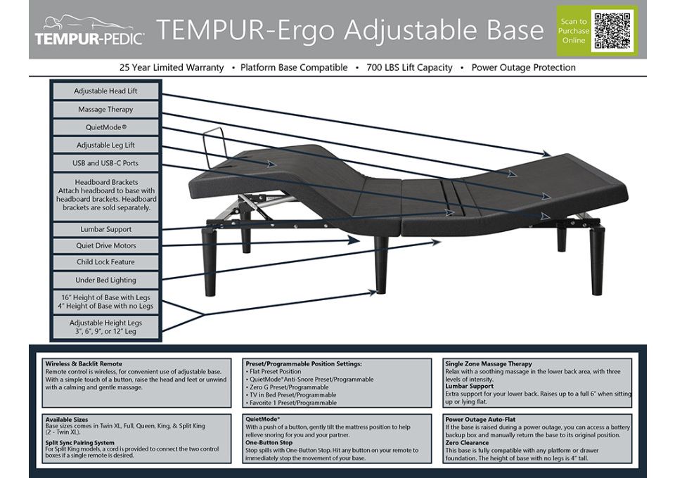 Tempurpedic adjustable base manual top