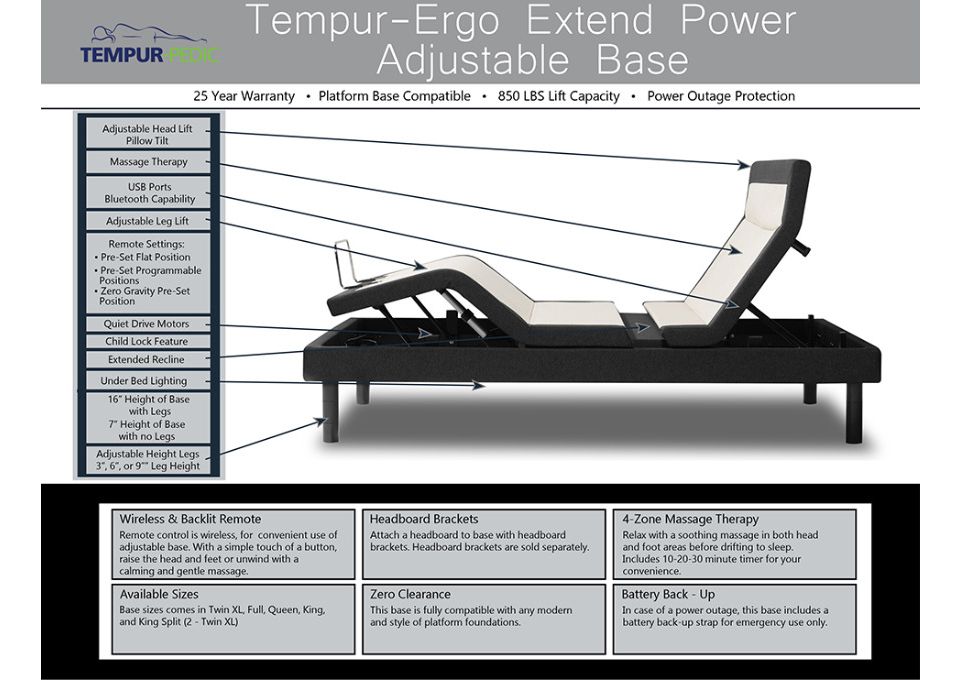 Tempurpedic adjustable base manual hot sale