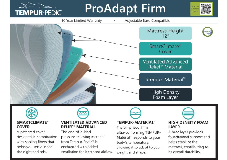Tempur-Pro Adapt Firm + FREE $300 Mastercard Gift Card - Tempur