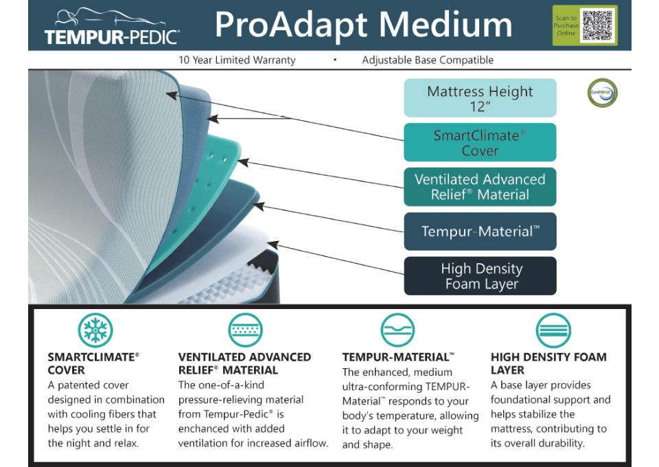 Tempur-Pro Adapt Medium + FREE $300 Mastercard Gift Card - Tempur